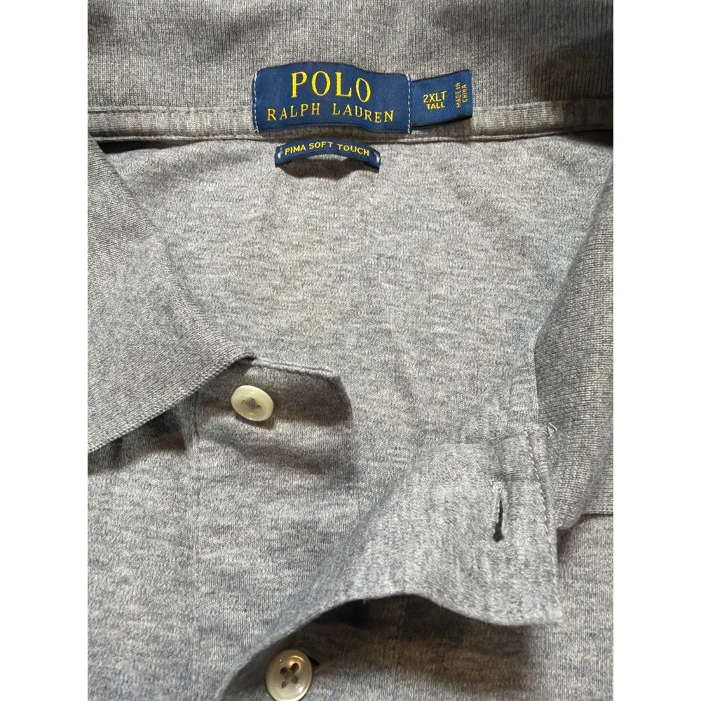 Polo Ralph Lauren Mens 2XLT Gray Pima Soft Touch Cotton Short Sleeve Polo Shirt